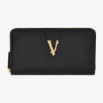 Wallet In Calf Leather - Black-Versace Gold