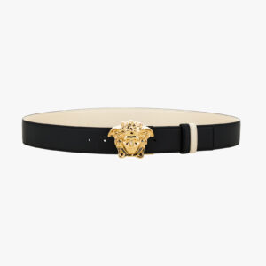 Belt 4 Cm In Grany Calf Leather - Champagne-Black-Versace Gold