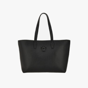 Tote In Grainy Calf Leather - Black-Versace Gold