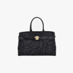 Tote In Jacquard Fabric-Calf Leather - Black-Black-Versace-Gold
