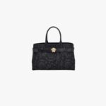 La Medusa Large Tote In Jacquard Fabric-Calf Leather