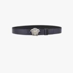 La Medusa Reversible Belt 4 Cm In Calf Leather - Black