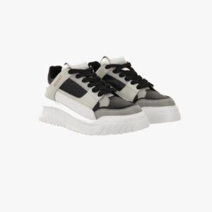 Oversize Court Sneaker In Calf Leather-Fabric