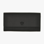 Wallet In Grainy Calf Leather - Black-Versace Gold