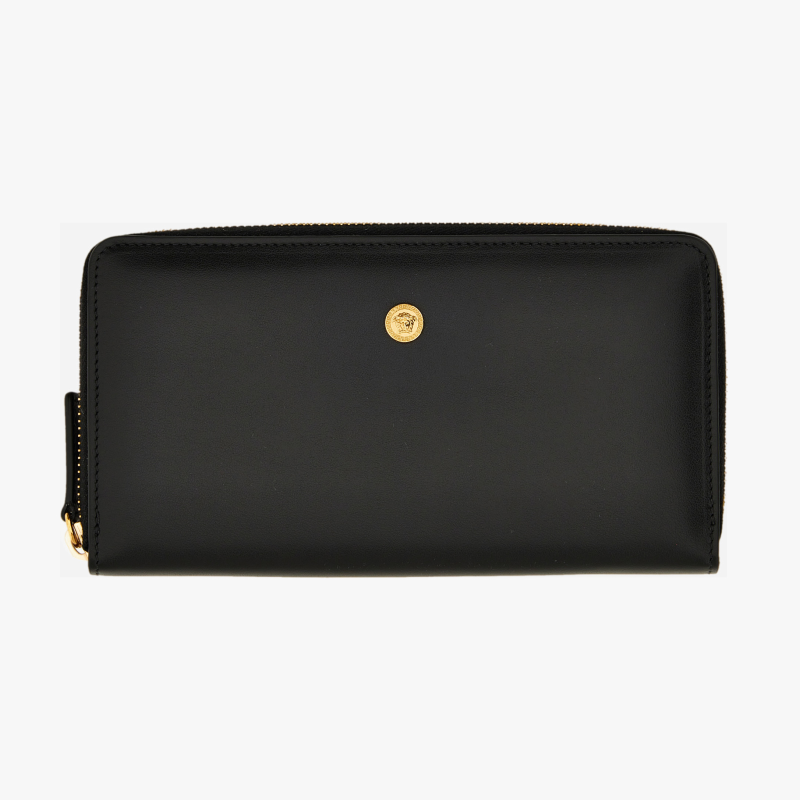 Wallet In Calf Leather - Black-Versace Gold Wallet In Calf Leather - Black-Versace Gold