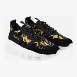 Top In Suede-Barocco Print Fabric - Black-Gold