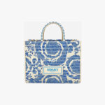 Tote In Rafia Barocco-Calf Leather - White-Gold-Versace Gold