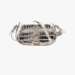 Greca Goddess Medium Shoulder In Embossed Croc Laminated Calf Leather - White