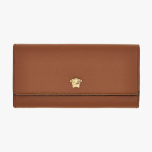 Wallet In Grainy Calf Leather - Rust-Versace Gold