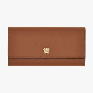 Wallet In Grainy Calf Leather - Rust-Versace Gold