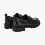 La Greca Loafer In Embossed Croc Calf Leather - Black