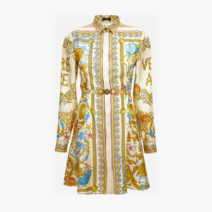 Dress In Underwater Barocco Foulard On Silk Twill - Multicolor