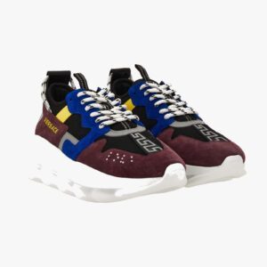 Top In Split Leather-Fabric-Calf Leather - Black-Elettric Blue-Bordeuax-Yellow