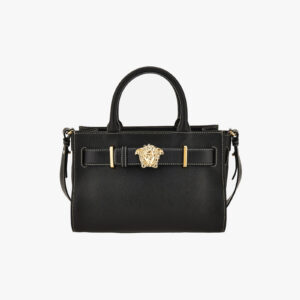 Tote In Grainy Calf Leather - Black-Rope-Versace Gold