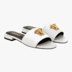 Sandal In Calf Leather - Optical White-Versace Gold
