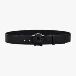 Belt 4 Cm In Grany Calf Leather - Black-Black-Palladium