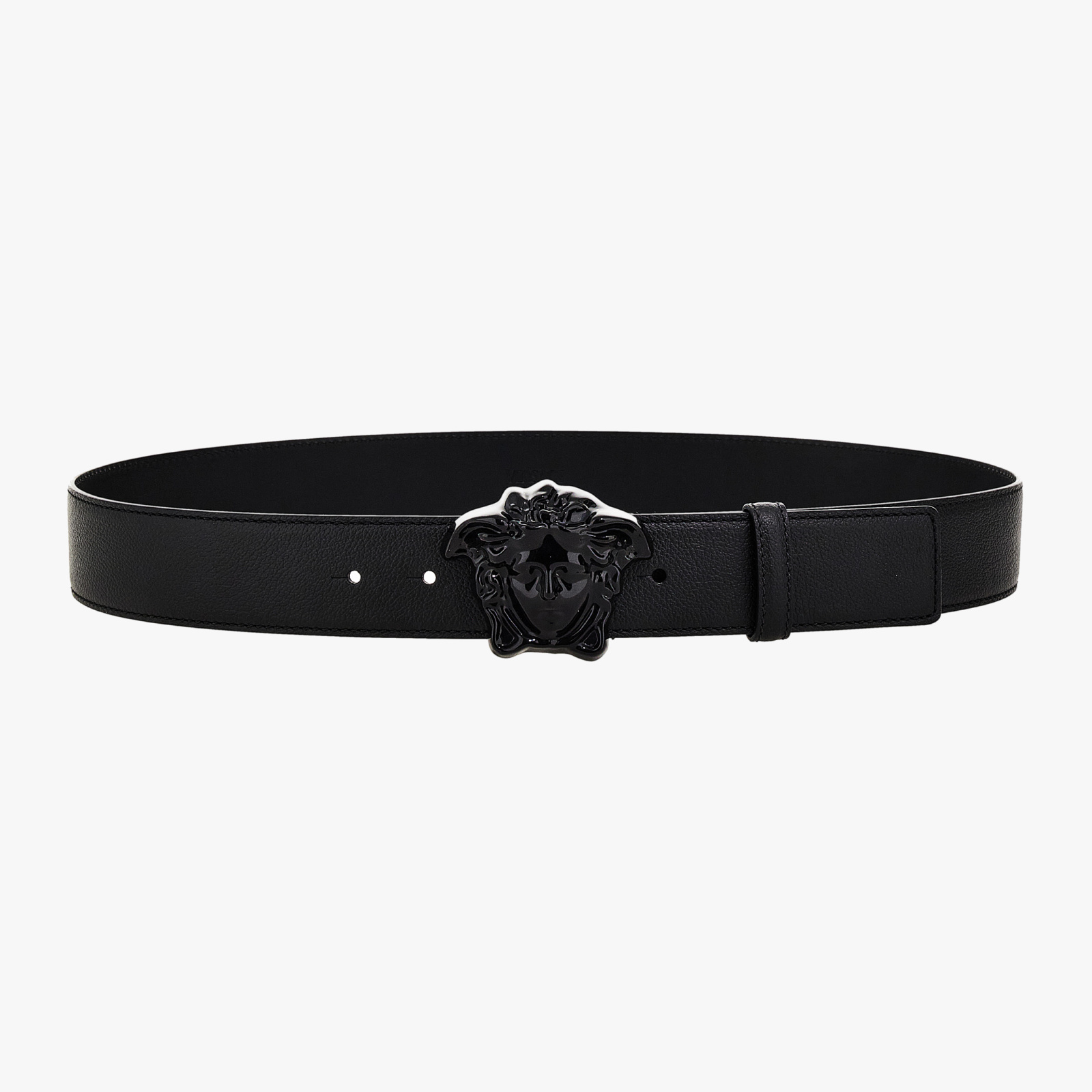 Belt 4 Cm In Grany Calf Leather - Black-Black-Palladium Belt 4 Cm In Grany Calf Leather - Black-Black-Palladium