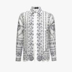 Informal Shirt In Twill Poly Medusa Chain Print - White-Grey