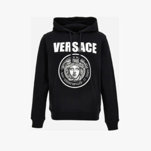 Sweatshirt In Non-Brushed Sweatshirt Fabric + Medusa Rock Print - Black-White
