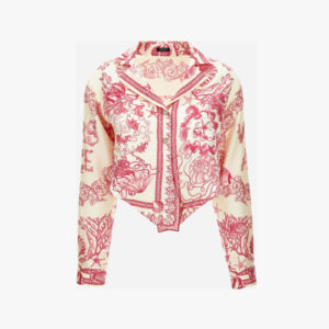 Informal Shirt In Underwater Barocco Bicolour Foulard On Silk Twill - Eggshelldragonfruit