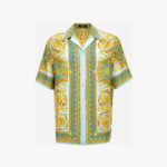 Informal Shirt In Silk Twill Fabric Barocco Print - Green