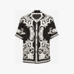 Informal Shirt In Twill Poly Architectural Barocco Print - Black-Grey