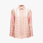 Formal Shirt In Versace Treasure Foulard On Silk Twill - Pastel Pink-Milk