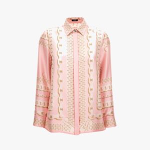 Formal Shirt In Versace Treasure Foulard On Silk Twill - Pastel Pink-Milk