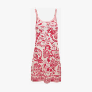 Knit Dress In Underwater Barocco Towel Stitch Stretch Viscose Blend - Eggshelldragonfruit
