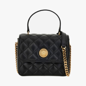 Top Handle In Quilted Lamb Leather - Black-Versace Gold