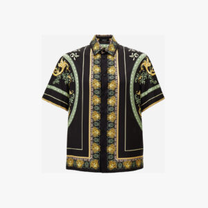 Informal Shirt In Twill Poly Print Statues Crest Fabric - Black