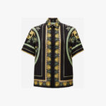 Informal Shirt In Twill Poly Print Statues Crest Fabric - Black