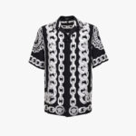 Informal Shirt In Medusa Chains Print Silk Twill - Black-Grey
