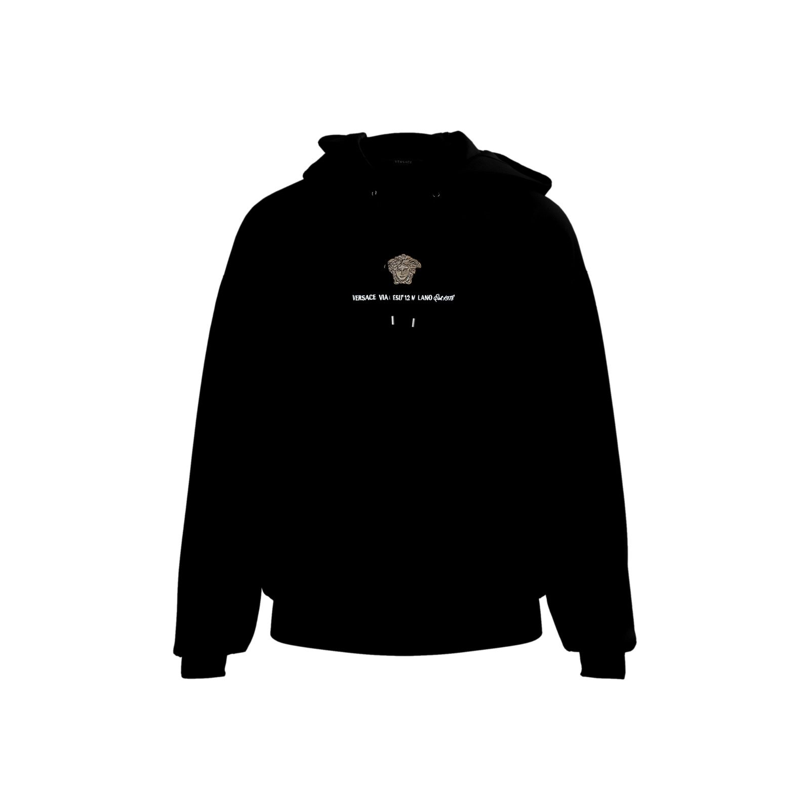 Sweatshirt In Unbrushed Fleece Fabric-Medusa Branding Embroidery Sweatshirt In Unbrushed Fleece Fabric-Medusa Branding Embroidery
