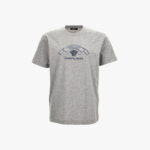 T-Shirt In Jersey Fabric-Versace Via Gesu' Embroidery - Grey Melange-Grey