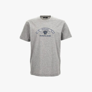T-Shirt In Jersey Fabric-Versace Via Gesu' Embroidery - Grey Melange-Grey