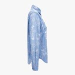 Informal Shirt In Poplin Fabric Medusa Leafy Print - Blue