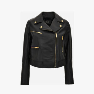 Jacket Leather In Leather With Safety Pin Details - Black