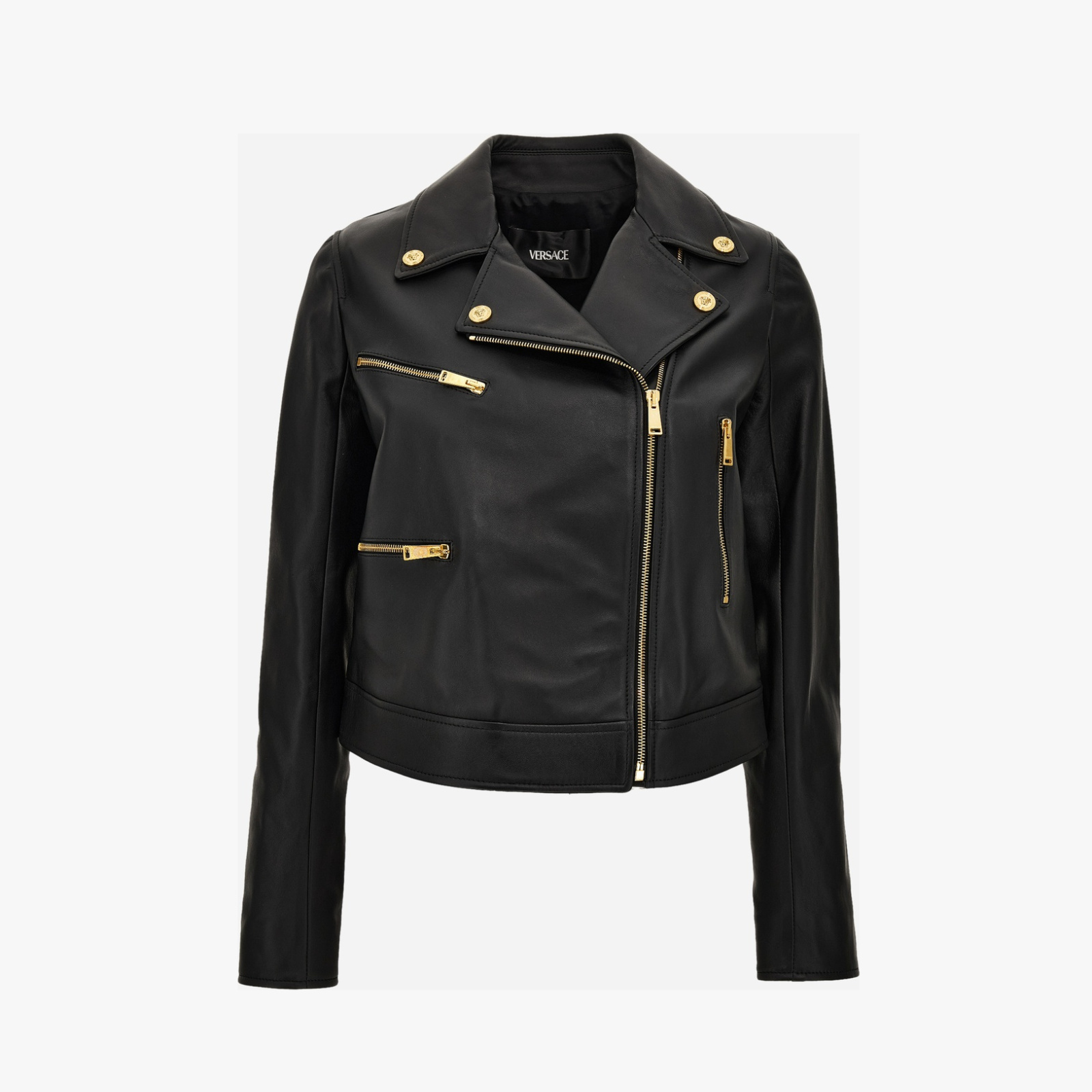 Jacket Leather In Leather With Safety Pin Details - Black Jacket Leather In Leather With Safety Pin Details - Black