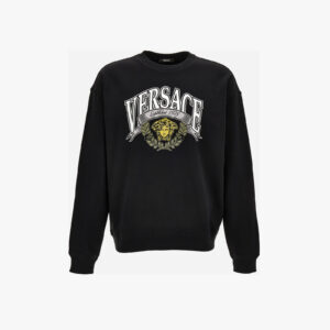 Sweatshirt In Non-Brushed Sweatshirt Fabric + Medusa Crest Print - Black