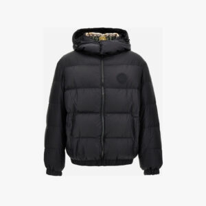 Jacket/Vest In Plain Technical Fabric + Statue Crest Print - Black