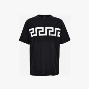 T-Shirt In Cotton Jersey-Greca Print - Black-White