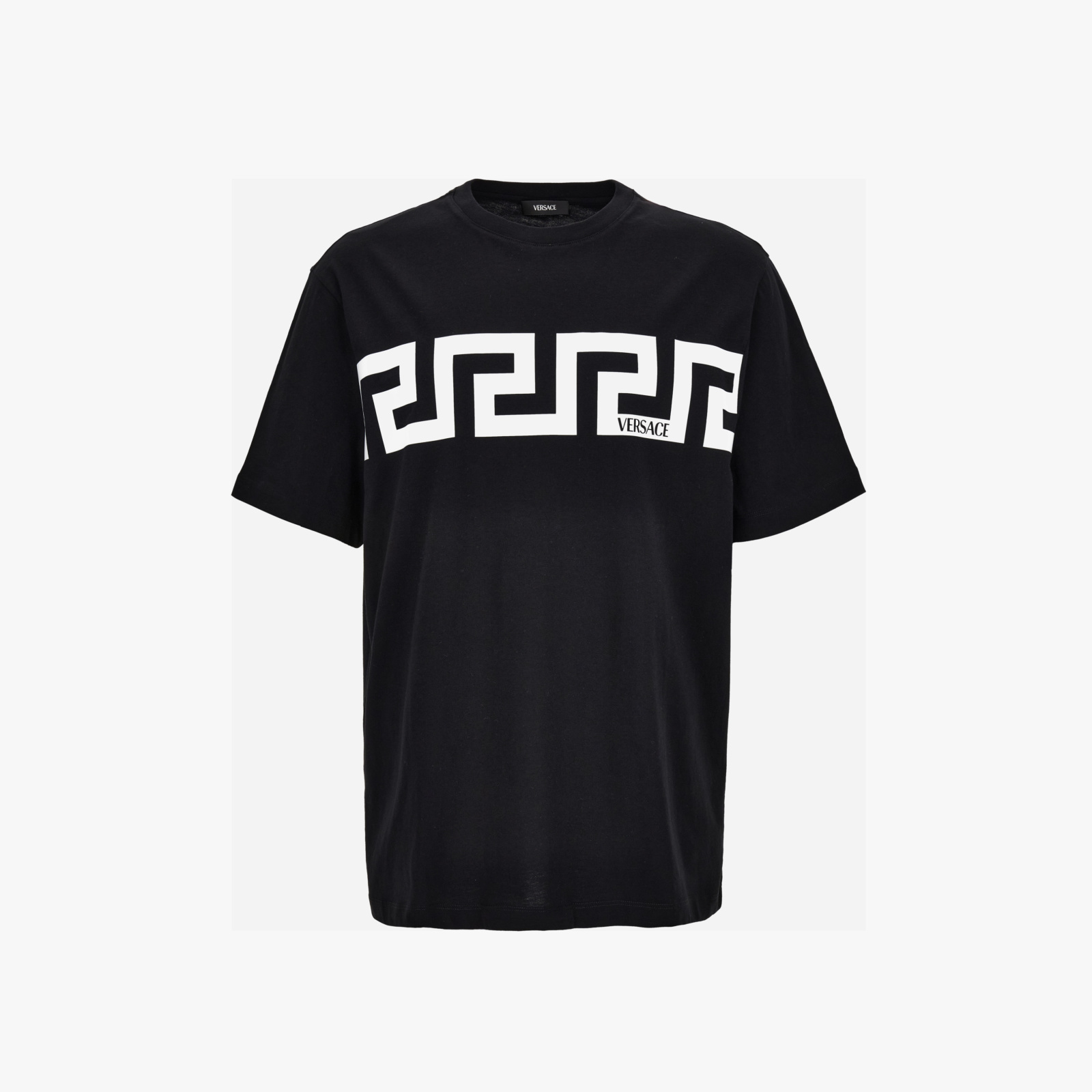 T-Shirt In Cotton Jersey-Greca Print - Black-White T-Shirt In Cotton Jersey-Greca Print - Black-White