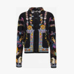 Knit Sweater In La Vacanza Printed Silk - Black-Multicolor