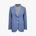 Informal Jacket In Responsible Stretch Wool Gabardine-Medusa Chain Printed Lining - Blue