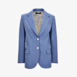 Informal Jacket In Responsible Stretch Wool Gabardine-Medusa Chain Printed Lining - Blue
