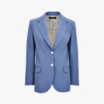 Informal Jacket In Responsible Stretch Wool Gabardine-Medusa Chain Printed Lining - Blue