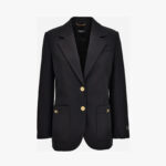 Informal Jacket In Fluid Cotton Gabardine Whit Barocco 92 Foulard - Black