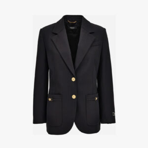 Informal Jacket In Fluid Cotton Gabardine Whit Barocco 92 Foulard - Black