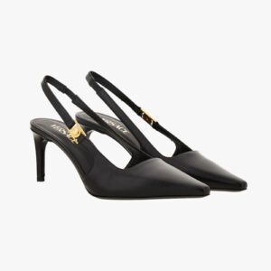 Medusa Lock Sling Back In Shiny Calf Leather-Metal Hardware